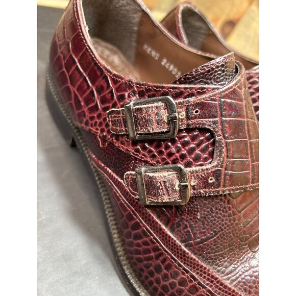 Stacy Adams Mens 8.5M Burgundy Crocodile Print Double Monk Strap Dress Shoes main image 10